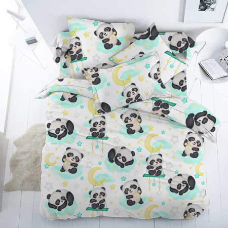 Комплект постельного белья в детскую кроватку, перкаль (Панда Лёлик)